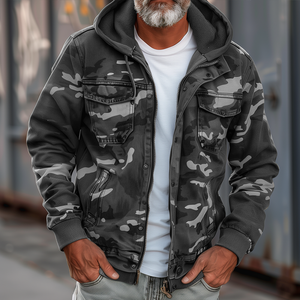 Comfy Familly Alfred - Camouflage Hooded Jacket Dark Gray / S