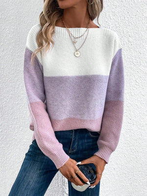 Comfy Family Aurora – Three-Tone Knit Sweater