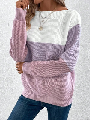 Comfy Family Aurora – Three-Tone Knit Sweater