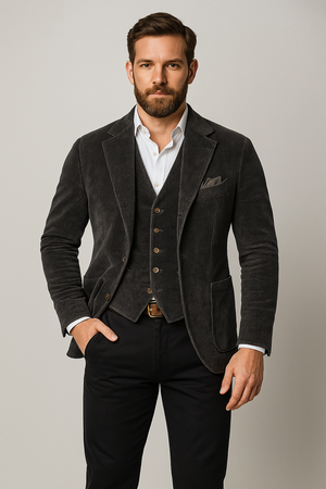Comfy Family Benedict - Vintage Blazer & Waistcoat Dark Grey / S