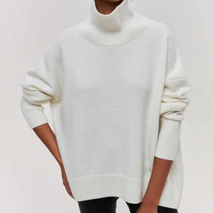 Comfy Family Comfy™ - Turtleneck Knitted Pullover Cream White / S