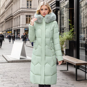 Comfy Family Dahlia™ - Winter Long Fur Coat Light Green / M