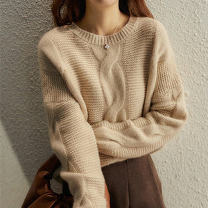 Comfy Family Elyza™ - Wool Knitted Jumper Beige / S