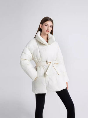 Comfy Family Embrace - Elegant Belted Winter Coat