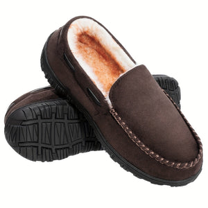 Comfy Family Enzo™ - Men's Premium Moccasin Slippers Dark Brown / 41