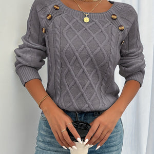 Comfy Family Horizonte - Knitted Button Sweater Dark Gray / S