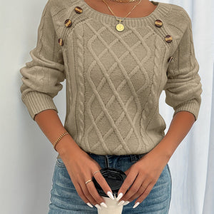 Comfy Family Horizonte - Knitted Button Sweater Khaki Color / S