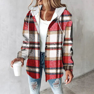 Comfy Family Kristal - Flannel Hooded Jacket Red / S