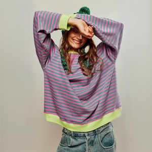 Comfy Family Layla - Striped Sweater Purple & Green / S