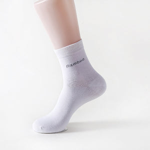 Comfy Family Men's Mid-tube Fiber Socks (Pack Of 5) White