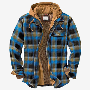 Comfy Family Ranger - Insulated Flannel Jacket for Men Blue & Brown / S