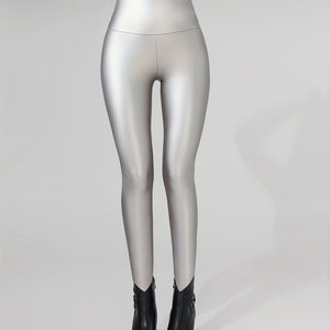 Comfy Family Selene - Leather Fleece-Lined Leggings Silver / S(36)