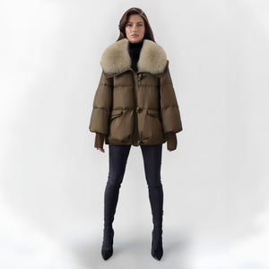 Comfy Family Velancia - Elegant Furry Puffer Jacket Brown / S