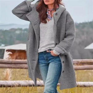 Comfy Family Velvée™ - Cozy Hooded Overcoat Grey / S