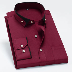 Comfy Family Wellington - The Refined Contrast Collar Shirt Wine Red / S