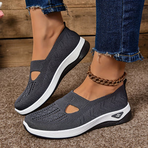 Comfy Family Women's Casual Slip-On Sneakers - Breathable Fabric, EVA Sole, Low-Top Design in Red, Blue, Purple, Gray, Black, Brown - Comfortable All-Season Footwear, Ladies Sneakers Dark Gray / UK 4